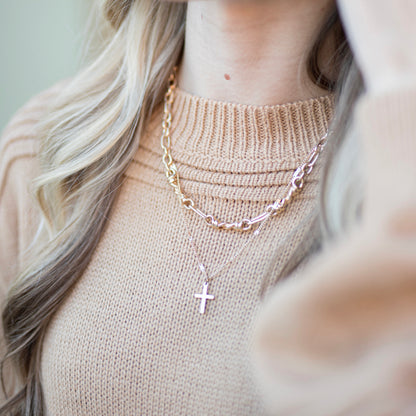 Double Layered Cross Necklace