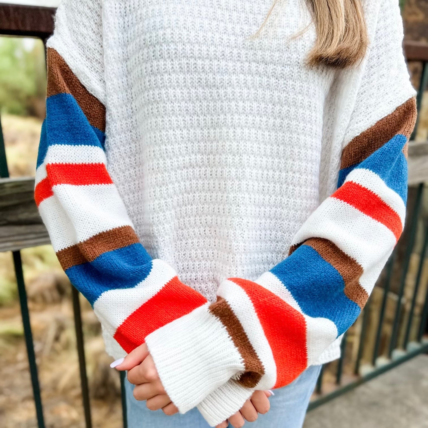 Striped Sleeve Sweater